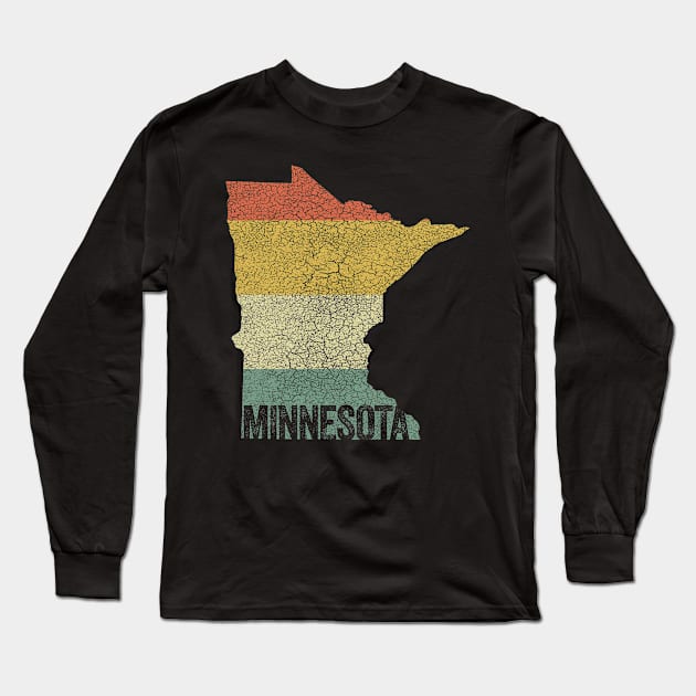 Retro 80s Distressed Vintage Sunset Minnesota Long Sleeve T-Shirt by Hashtagified